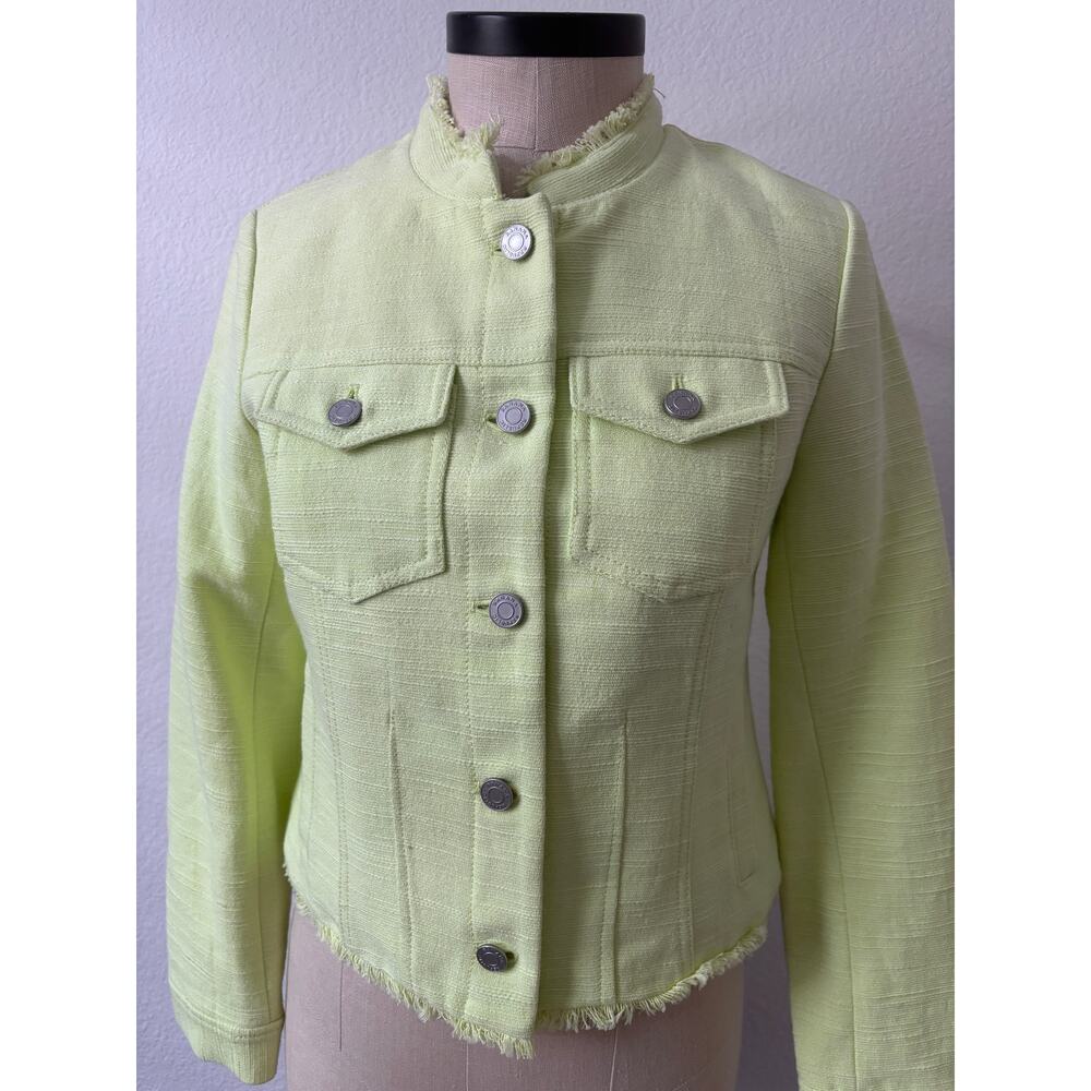 Banana Republic - NWT Bright Green Tweed Jacket Size 2 - Picture 2 of 11